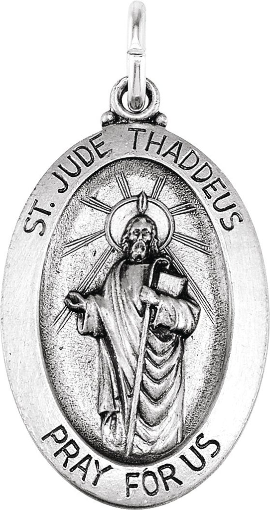 14k white 19x13.5 mm oval st. jude thaddeus medal  