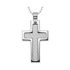 men's textured basketweave high shine cross pendant in sterling silver