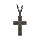 men's diamond solitaire cross pendant in midnight leather & stainless steel