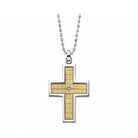 diamond solitaire 18k yellow gold cross pendant in stainless steel