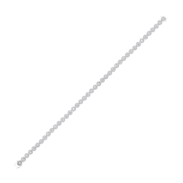 diamond halo circle link tennis bracelet in 14k white gold (2ctw)