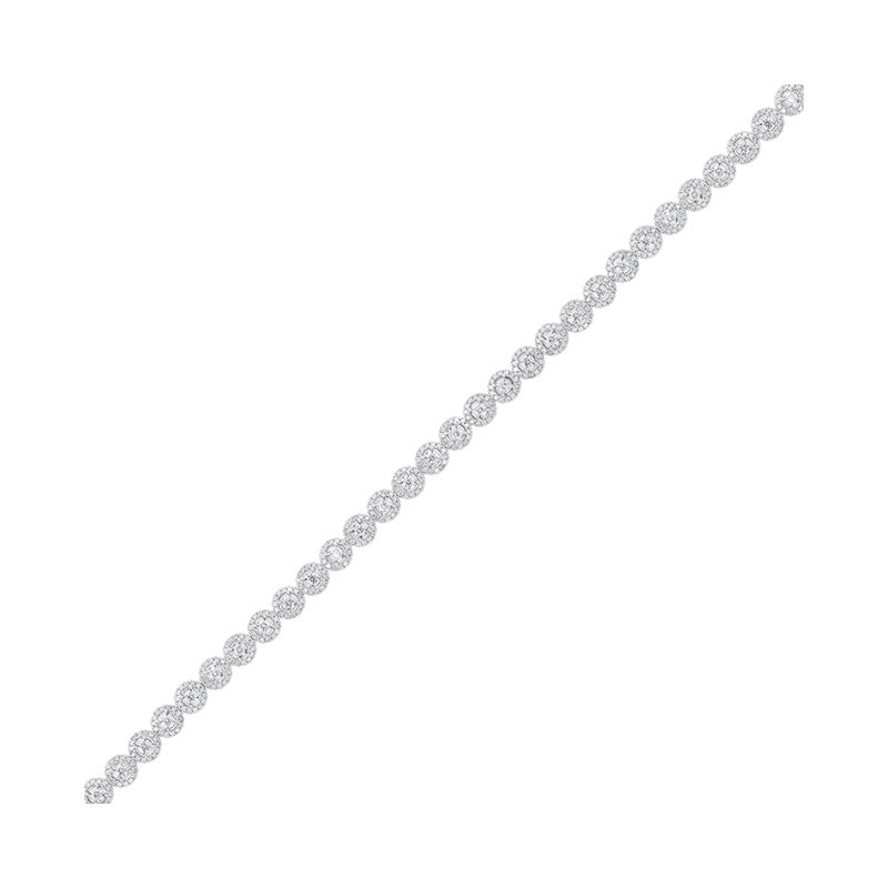 diamond halo circle link tennis bracelet in 14k white gold (5ctw)