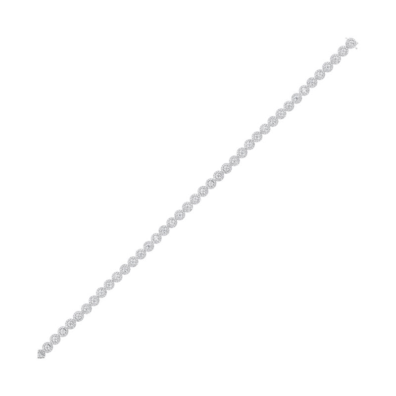 diamond halo circle link tennis bracelet in 14k white gold (4ctw)