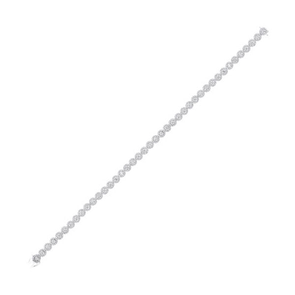 diamond halo circle link tennis bracelet in 14k white gold (3ctw)