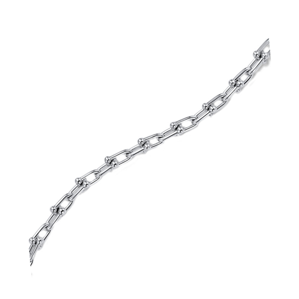 beaded horseshoe link bracelet in sterling silver