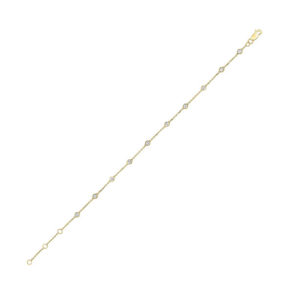 diamond station bracelet in 14k yellow gold, adjustable (1/2ctw)