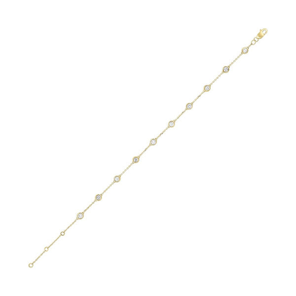 diamond station bracelet in 14k yellow gold, adjustable (3/4ctw)