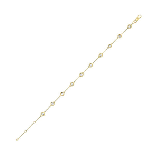 diamond station bracelet in 14k yellow gold, adjustable (1ctw)