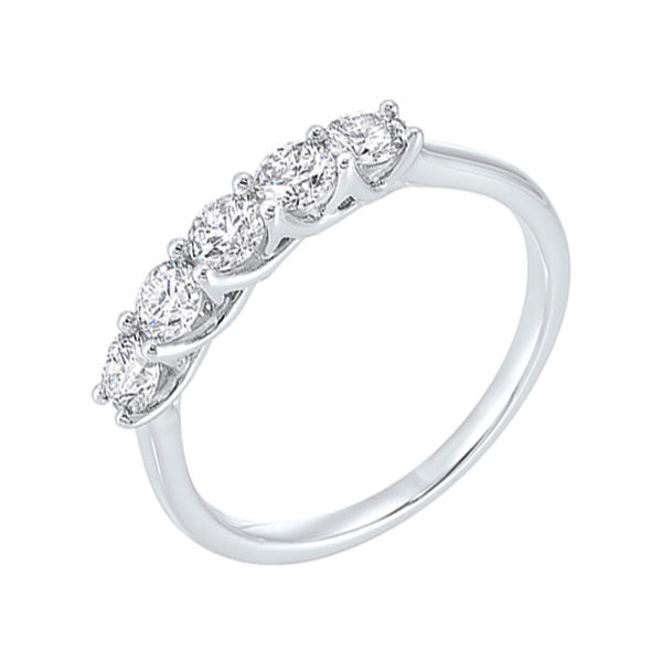 5 stone shared prong diamond band 14k white gold (3/4 ct. tw.)