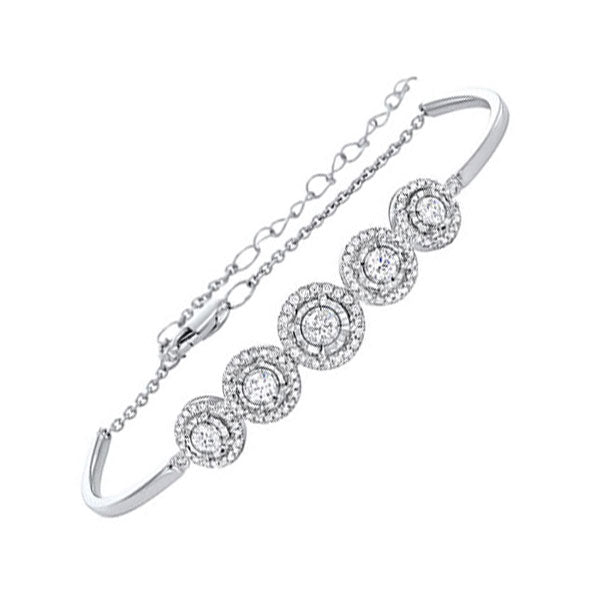 tru reflections prong set diamond bangle in 14k white gold (1 ct. tw.)