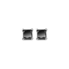 modern black diamond square solitaire stud earrings in white gold (1/2 ctw)