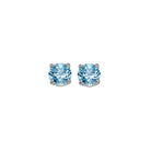 round prong set blue topaz studs in 14k white gold