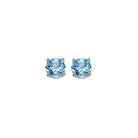 round prong set blue topaz studs in 14k white gold