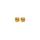 round prong set citrine studs in 14k white gold