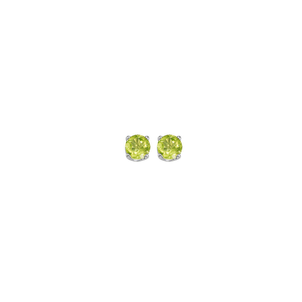 four prong peridot studs in 14k white gold (3 mm)