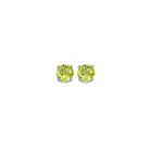 round prong set peridot studs in 14k white gold