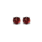 four prong garnet studs in 14k white gold (5 mm)