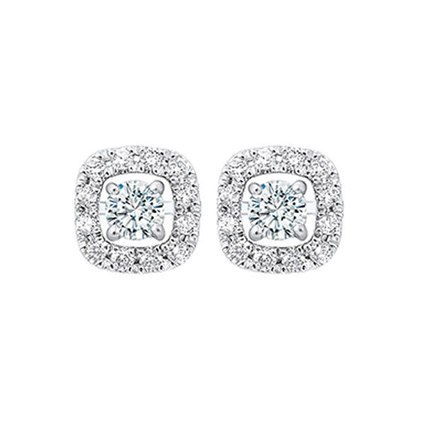 micro prong diamond halo jacket earrings in 14k white gold (1/6 ct. tw.)