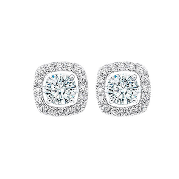 micro prong diamond halo jacket earrings in 14k white gold (1/5 ct. tw.)