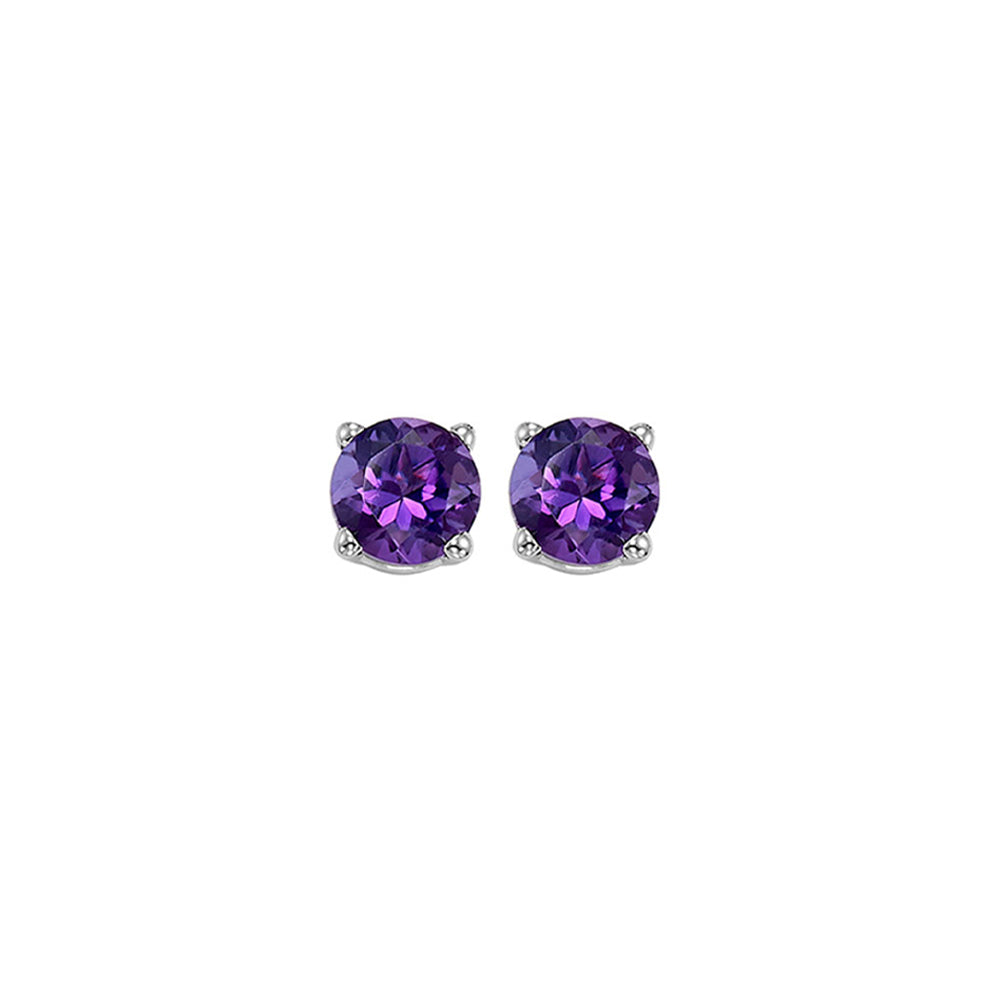 oval prong set amethyst studs in 14k white gold