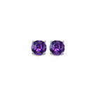 oval prong set amethyst studs in 14k white gold