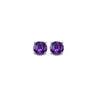 four prong amethyst studs in 14k white gold (4.5 mm)