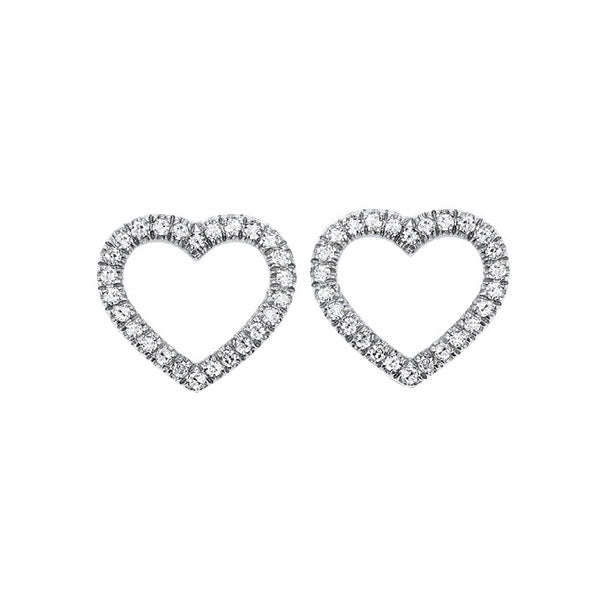 diamond heart outline stud earrings in 14k white gold (1/10 ct. tw.)