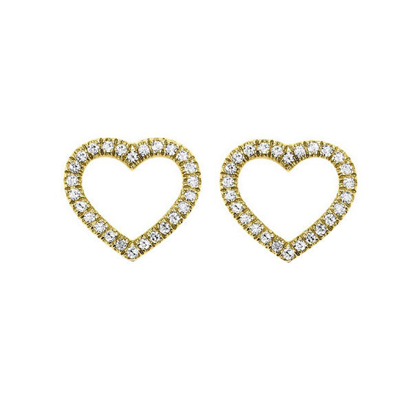 diamond heart outline stud earrings in 14k yellow gold (1/10 ct. tw.)