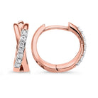 diamond x-shaped hugs huggie hoop earrings in rose gold (1/6 ctw)