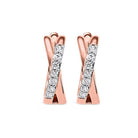 diamond x-shaped hugs huggie hoop earrings in rose gold (1/6 ctw)