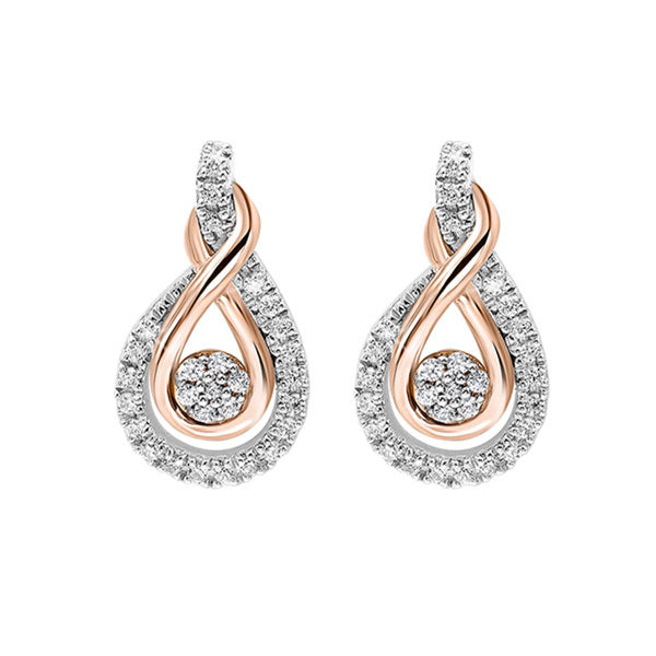 diamond love knot infinity swirl earrings in gold & silver (1/5 ctw)