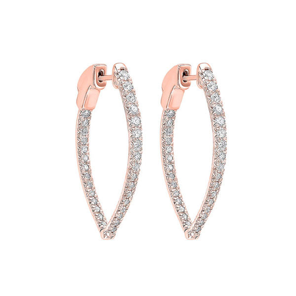 in-out diamond hoop earrings in 14k rose gold (1 ct. tw.)