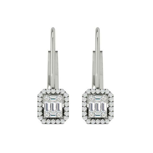 diamond rectangular halo earrings in 14k white gold (1/5ctw)