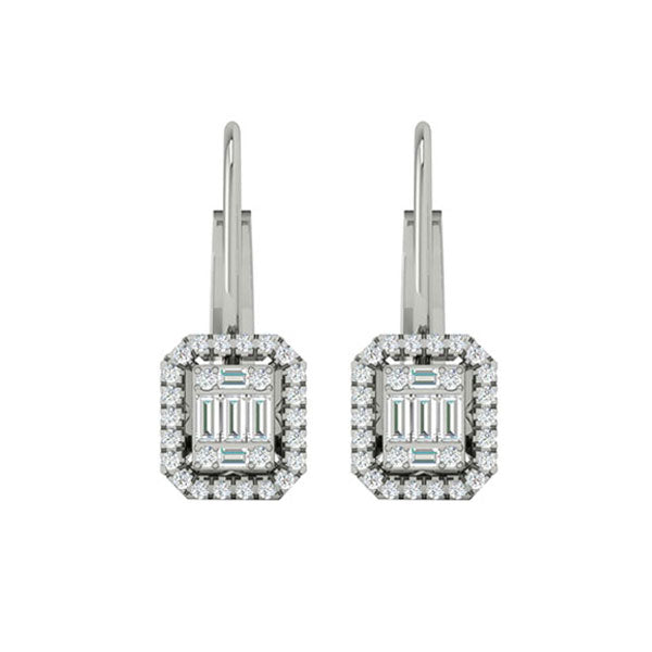 diamond rectangular halo earrings in 14k white gold (1/3ctw)