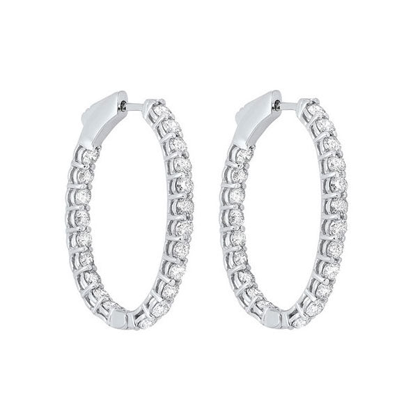 diamond inside out oval hoop earrings in 14k white gold (2ctw)