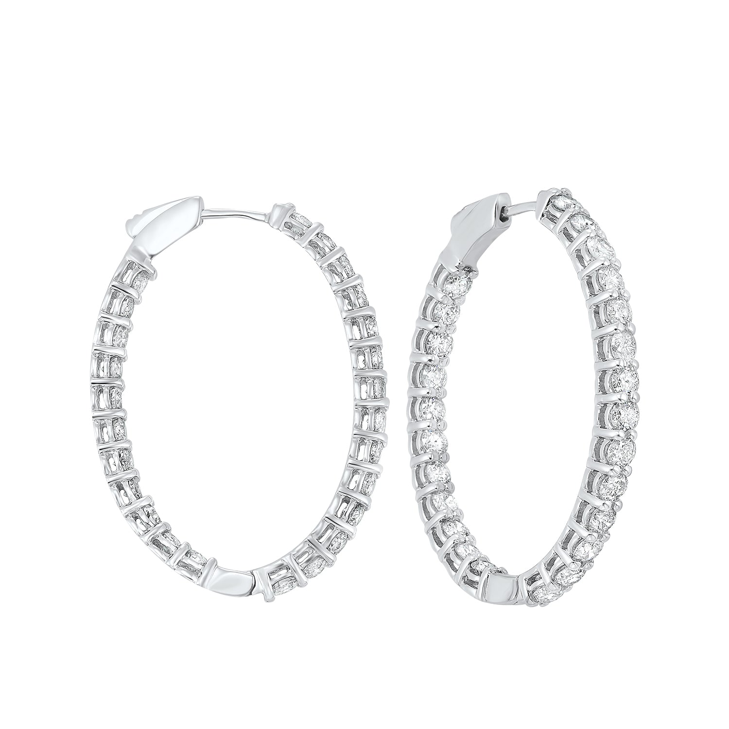 diamond inside out oval hoop earrings in 14k white gold (5ctw)