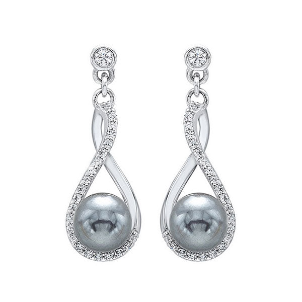 shell pearl drop earrings in sterling silver