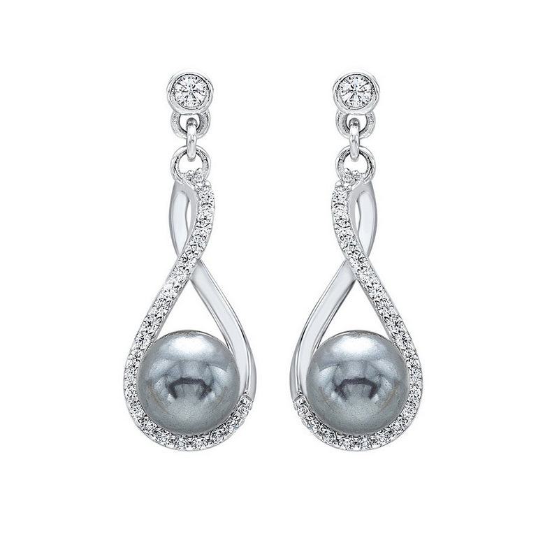 shell pearl drop earrings in sterling silver
