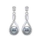 silver (slv 995) diamond studded fashion earrings   - 1/10 ctw