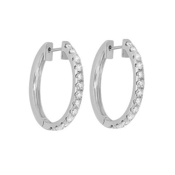 prong set diamond hoop earrings in 14k white gold (2 ct. tw.) si2 - g/h