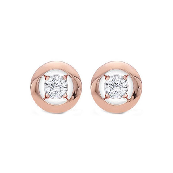 diamond solitaire modern stud earrings in gold (1/6ctw)