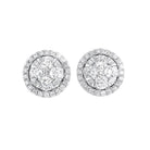 diamond round halo cluster stud earrings in 14k white gold (1/2 ctw)