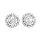 diamond round halo cluster stud earrings in 14k white gold (1 ctw)