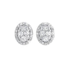 diamond round halo cluster stud earrings in 14k white gold (1/2 ctw)