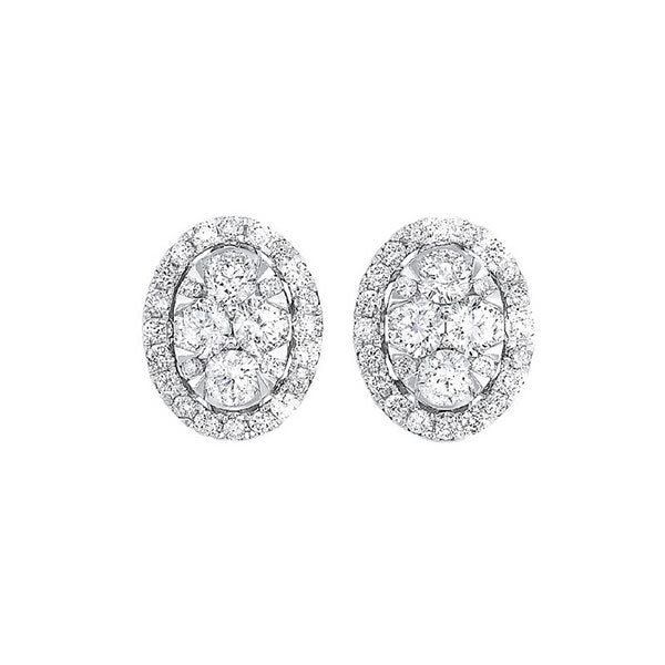 diamond round halo cluster stud earrings in 14k white gold (1/2 ctw)