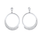 pave eternity circle hoop cz stud earrings in sterling silver