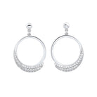 pave eternity circle hoop cz stud earrings in sterling silver