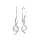 twisting pearl crystal earrings in sterling silver