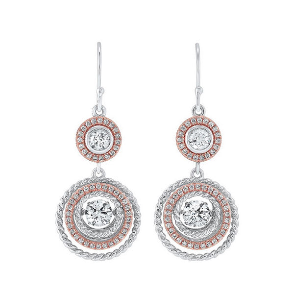 crystal halo drop earrings in two-tone sterling silver