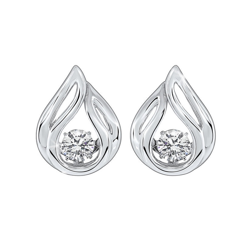 solitaire teardrop anniversary cz earrings in sterling silver